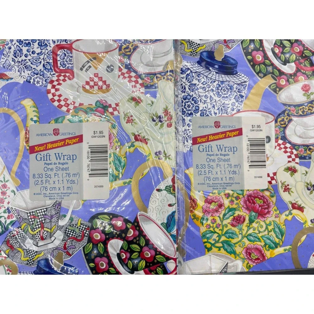 Vtg Carlton Cards American Greetings‎ Gift Wrap Lot Fish Butterfly Floral 10pc